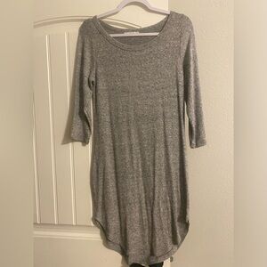 Gray Long Sleeve Sweater Dress